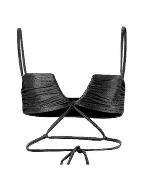 Divino Seas Eleanor Silky Black Wrap Bikini Top NWT Size L